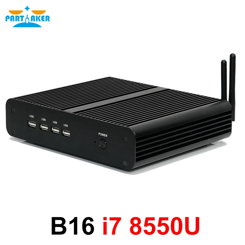  8th Gen Mini PC Intel Core i7 8550U Quad Core 4.0GHz 8MB Cache Fanless Mini Computer Win 10 4K HTPC
