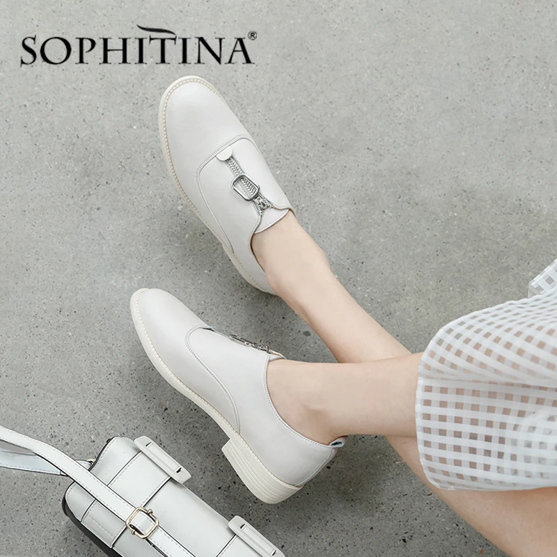 Женские туфли из коровьей кожи SOPHITINA демисезонные на плоской подошве с круглым