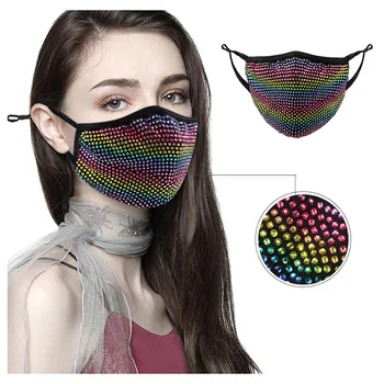 

Reusable Halloween Masquerade Rhinestone Crystals Leopard Print Camouflage Stripes Mask For Women Kunoichi Masque Can Put Filter