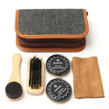 

Shoe Shine Care Kit Neutral Polish Brush Leather Shoes Boots Sneaker