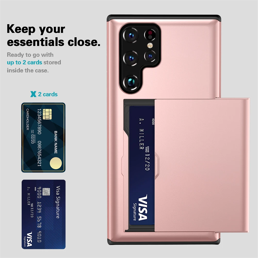 

Armor Slide Card Case For Samsung Galaxy S22 Ultra S22+ Coque Card Slots Phone Cover For Galaxy S22 Plus Pro S22 Ultra 5G Funda