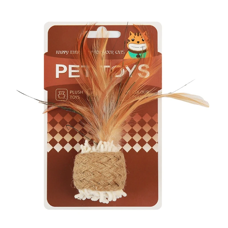 1PC Cat Toy Fish Feather Toy Cat Teaser Toys Cat Interactive Scratch Post Toy Linen Cord Velour Teaser