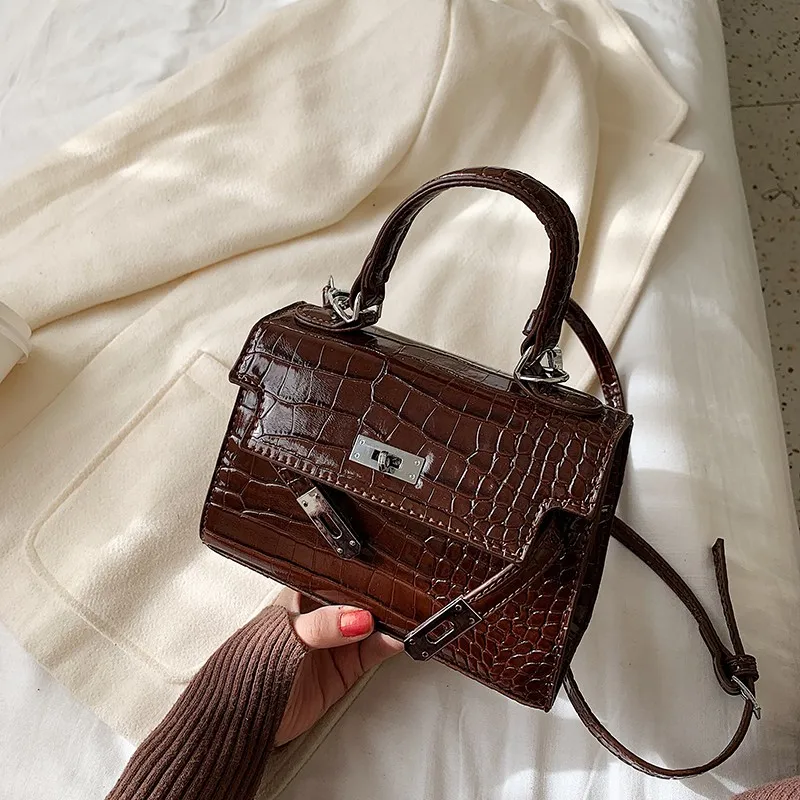 

XGVOKH Alligator Women Shoulder bag PU Leather Burgundy Crossbody Bags Lock Designer Messenger Bag Female Flap Handbags