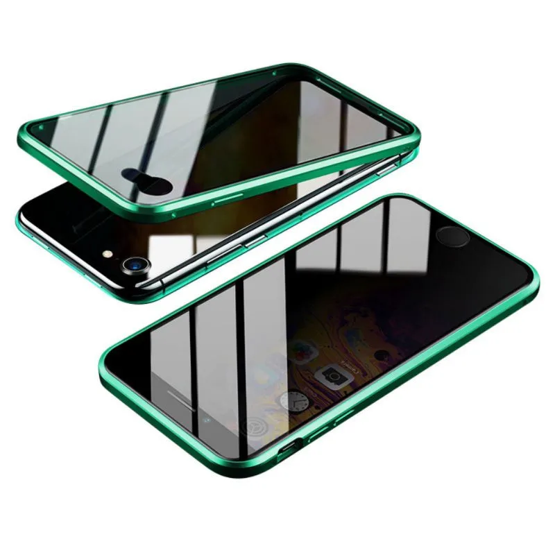 Надежное Закаленное стекло протектор экрана металлический бампер магнитный анти-просмотр телефона чехол для iPhone 7/8 Plus X/XS/XR/XS максимальный чехол - Цвет: P02