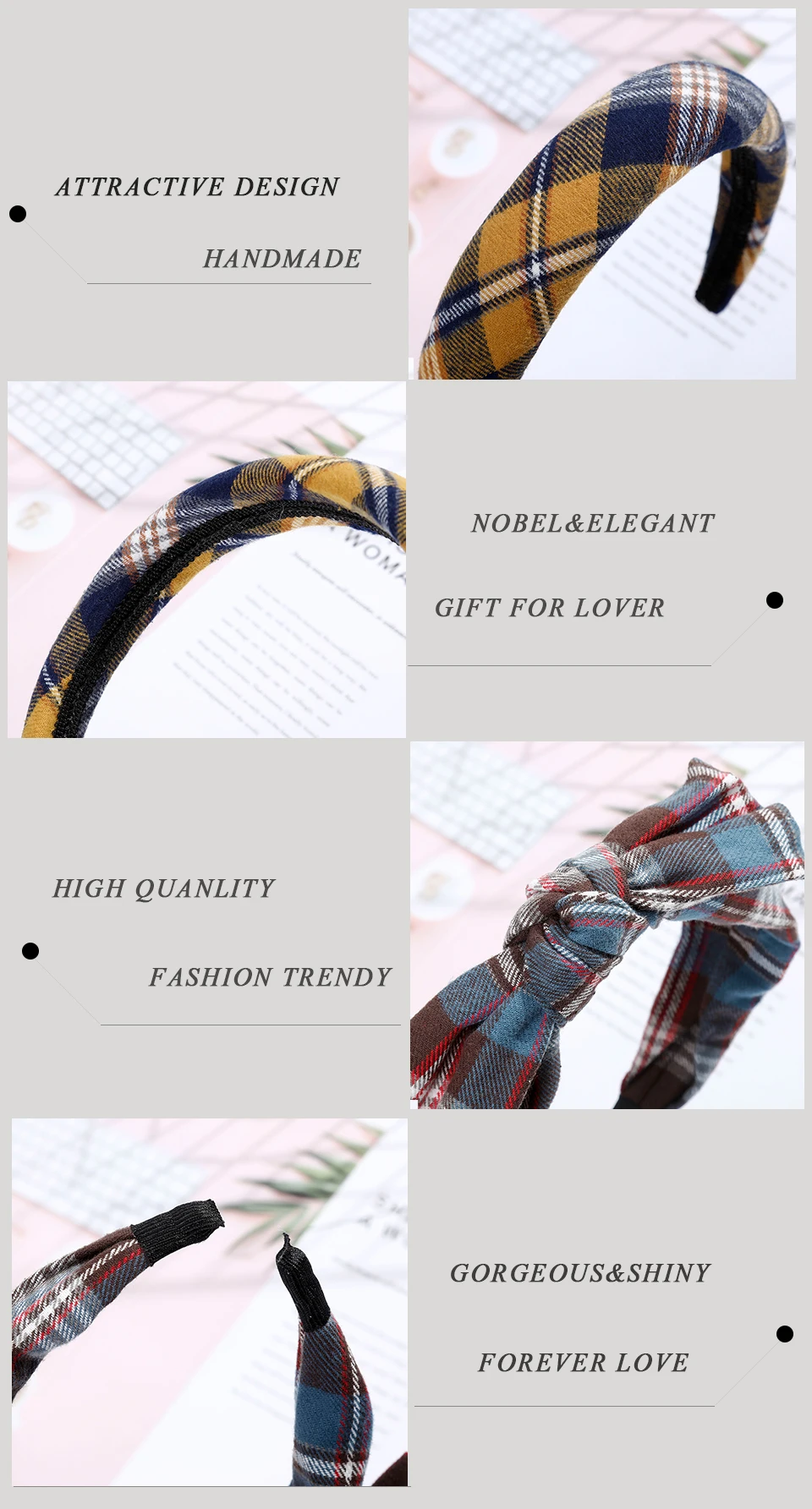 AWAYTR принты оголовье в клеточку Bohemia Hairband девушки бант на голову обруч широкие аксессуары для волос ободок тюрбан повязки для женщин