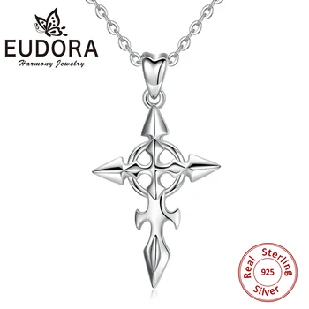 

EUDORA Sterling Silver Christian Cross Pendant necklace polishing silver Charm everyday jewelry for Women good luck Gift D469