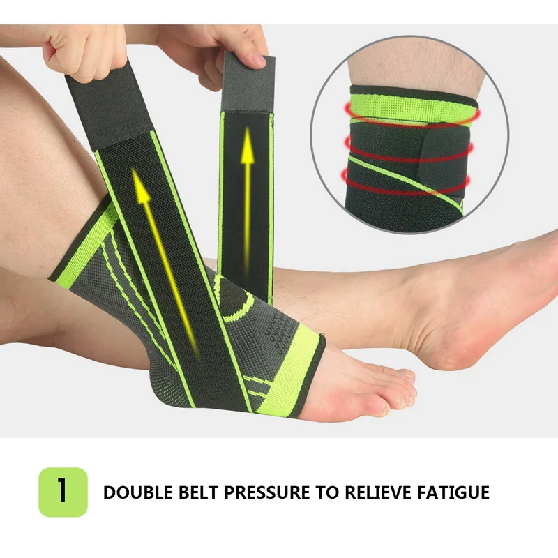 1PC Pressurized Ankle Support Basketball Volleyball Sports Gym Badminton Ankle Brace Protector With Strap Belt Elastic Protector