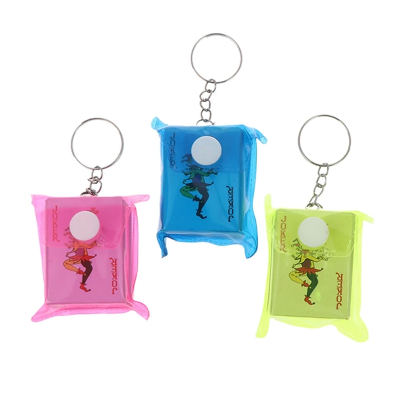 X7AC 휴대용 미니 카드 놀이 포커 키 체인, 작은 보드 게임 키 체인 4 × 3cm, 1 개