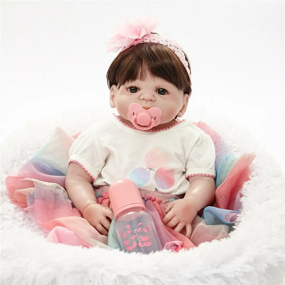 23 ''/58 см полностью силиконовый винил Reborn Baby Реалистичная девочка Bebe кукла ручной работы подарок девочка игрушки для детей