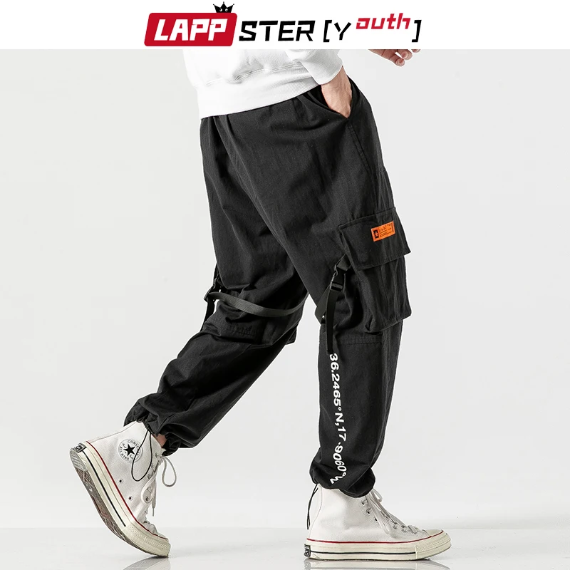 LAPPSTER-Youth Streetwear Ribbons Cargo Pants Men 2020 Overalls Mens Hip Hop Baggy Sweatpants Black Joggers Track 5XL | Мужская одежда