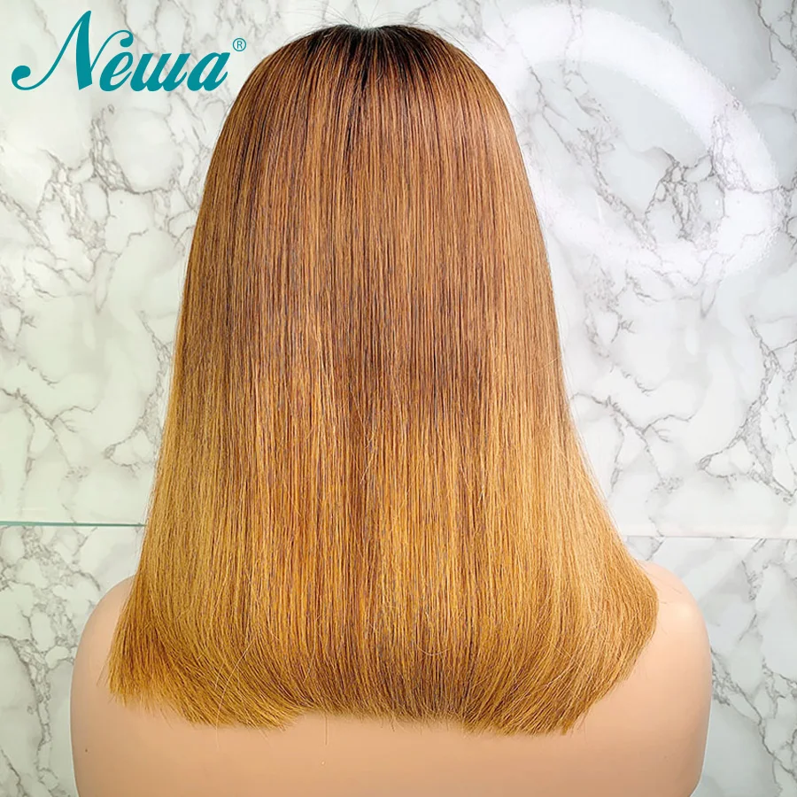 Newa Hair Ombre Lace Front Human Hair Wigs With Baby Hair Straight Lace Front Wig 130/150% Brazilian Remy Hair 13x6 Bob Wigs