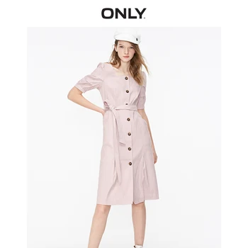 

ONLY Women's Mid-length High-rise Cinched Waist Linen Dress | 119107582