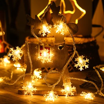 

Christmas Snowflake String Light Fairy Wram White Colorful LED Light String for Xmas Tree New Year Party Home Hanging Decoration