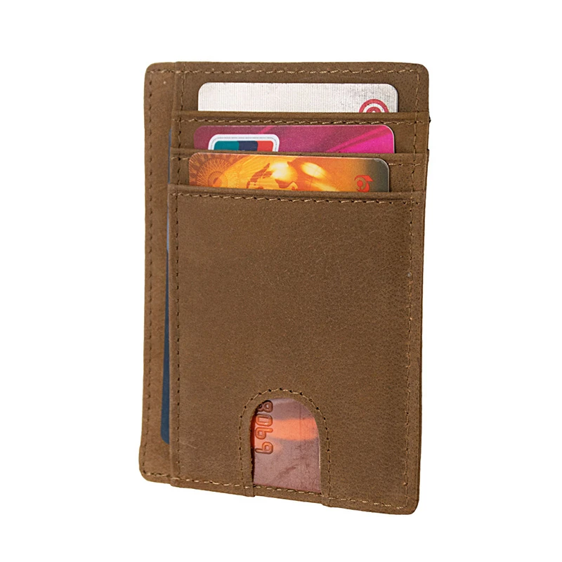 Супер тонкий мягкий кошелек из натуральной кожи мини для кредитных карт Прямая