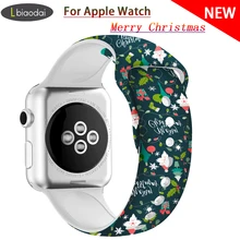 Рождественский ремешок для Apple watch 5 ремешок 44 мм 40 мм iwatch ремешок 38 мм 42 мм силиконовый ремешок для часов Браслет Apple watch 4 3 2 44/40/42/38