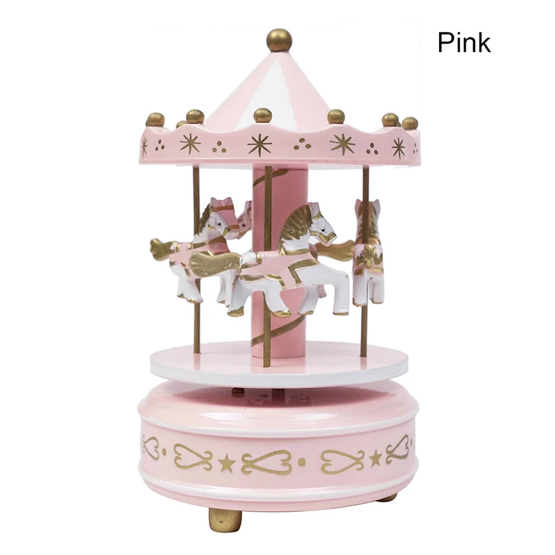 Merry-go-круглая деревянная музыкальная шкатулка игрушка детская игра домашний декор карусельная лошадка музыкальная шкатулка Рождество Свадьба День рождения подарок карусель