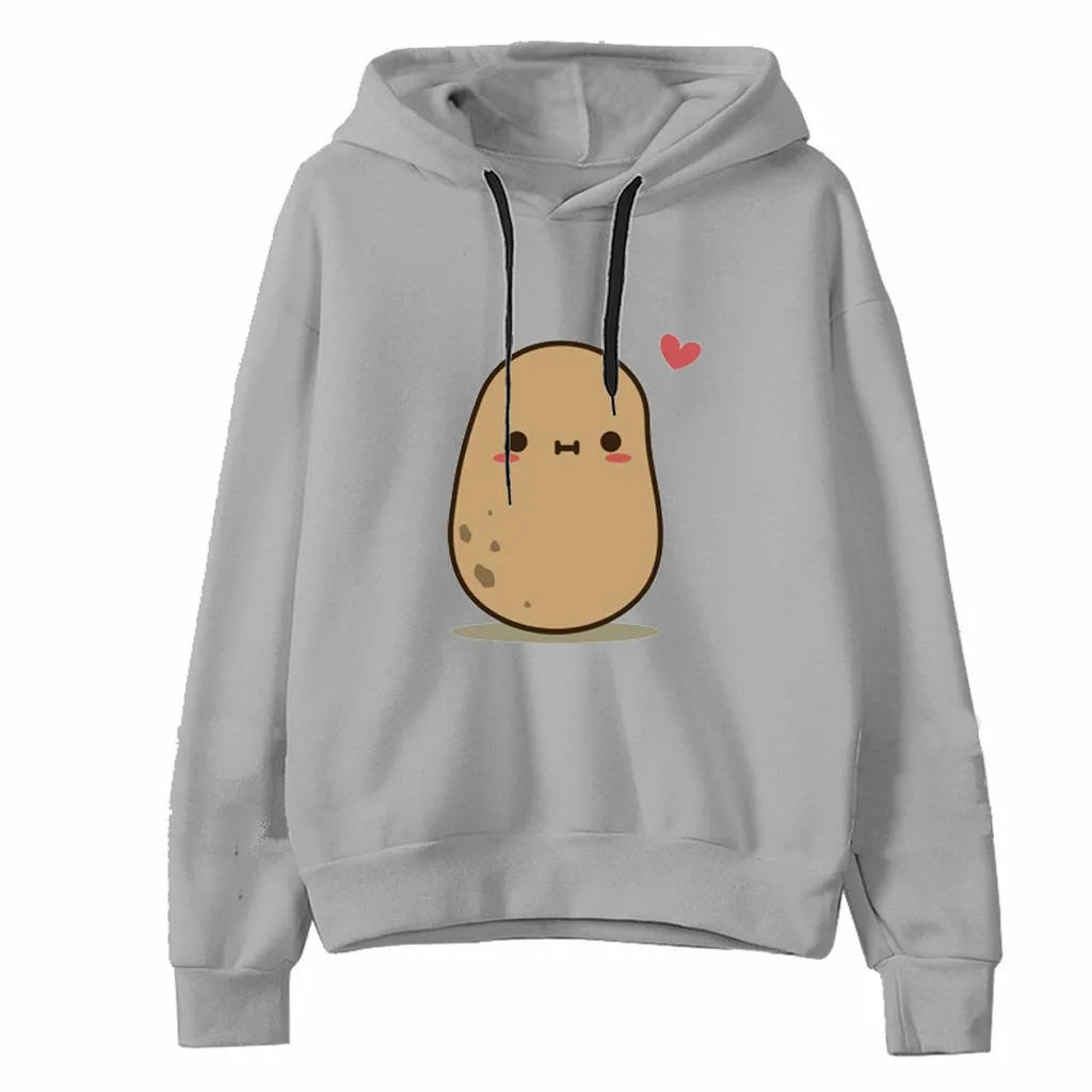 

Толстовка Mikina женская с принтом в виде картофеля, Модный повседневный Свободный свитшот с длинным рукавом и полосатым принтом, топы
