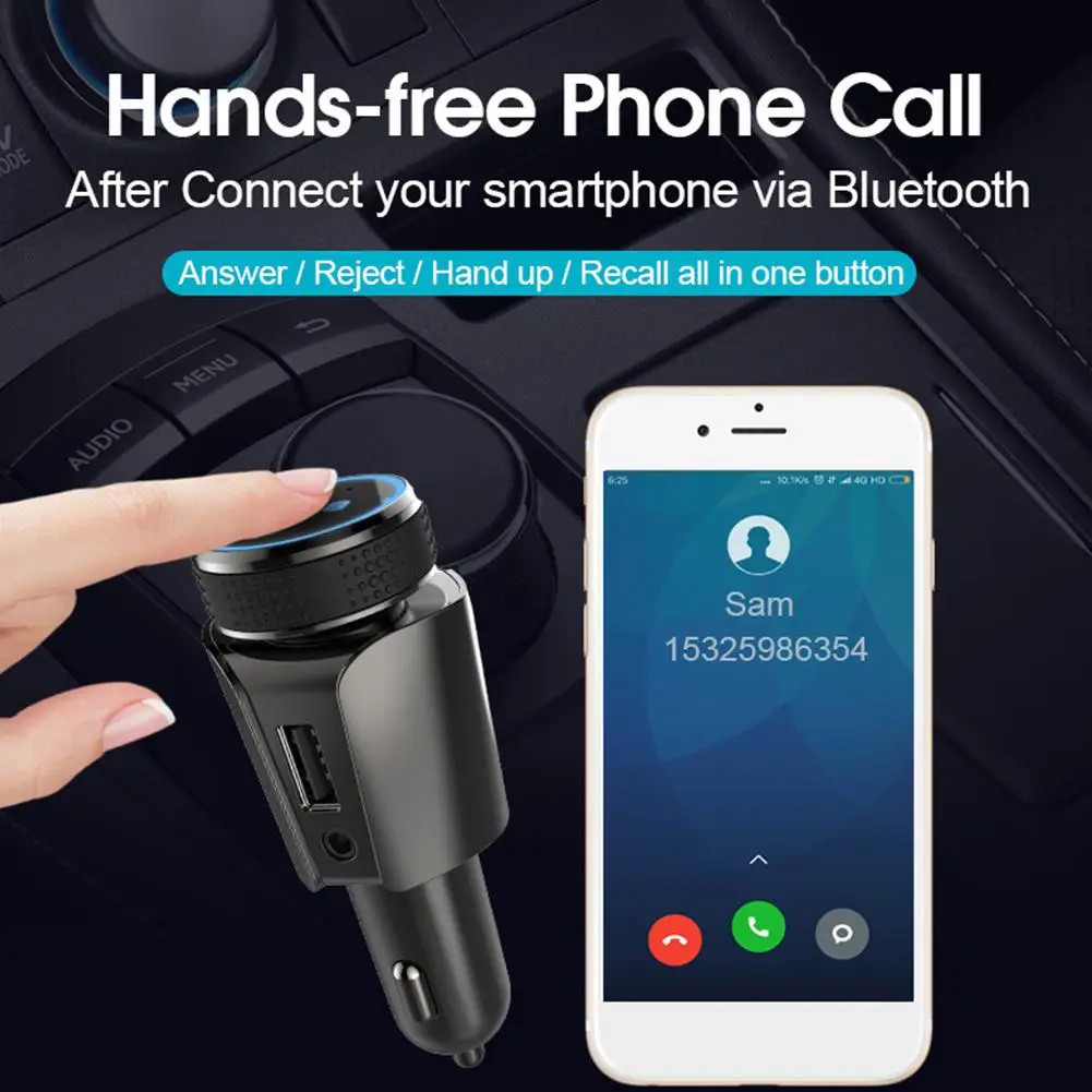 Yiwa Автомобильный Bluetooth MP3-плеер fm-передатчик голосовая навигация умное зарядное устройство