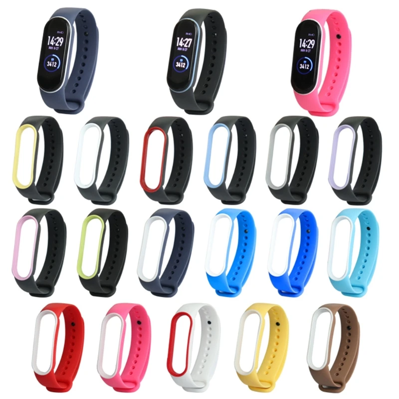 

2021 New Replacement Two-color TPU Strap for Xiaomi- Mi Band 5 Smart Sports Watch Wristband Bracelet Accessories