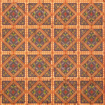 

Orange square ceramic tile mosaic pattern cork leather fabric cork tissue, cork sheet, natural material COF-260