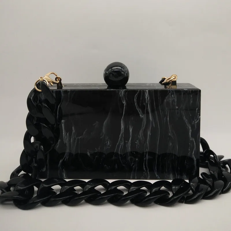 Модный мраморный акриловый кошелек, женские сумки-мессенджеры, черные, белые, с чернилами, вечерние клатчи, вечерние сумочки для выпускного вечера, сумочки - Цвет: Black A