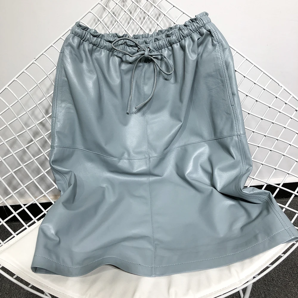 skirt Yoloagne, Женская куртка из натуральной кожи, женская, рукав "летучая мышь", с капюшоном, из натуральной овчины, кожаная куртка - Цвет: skirt