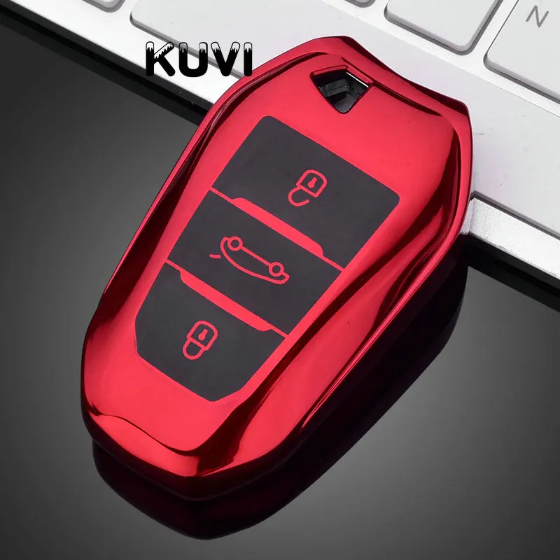 Soft TPU Car Remote Key Case Cover for Peugeot Citroen