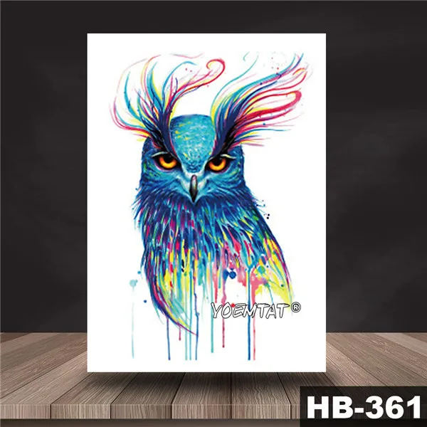 13 Waterproof Temporary Tattoo Sticker Book wise Owl pattern tattoo Water Transfer old school style body art fake tattoo women - Цвет: 13