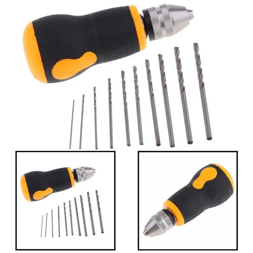 

Portable Micro Mini Small Hand Drill Skid Handle 10Pcs Bits Tool Twist Electric For DIY Making Hand 0.8-3.0mm Drill Tools K9D3