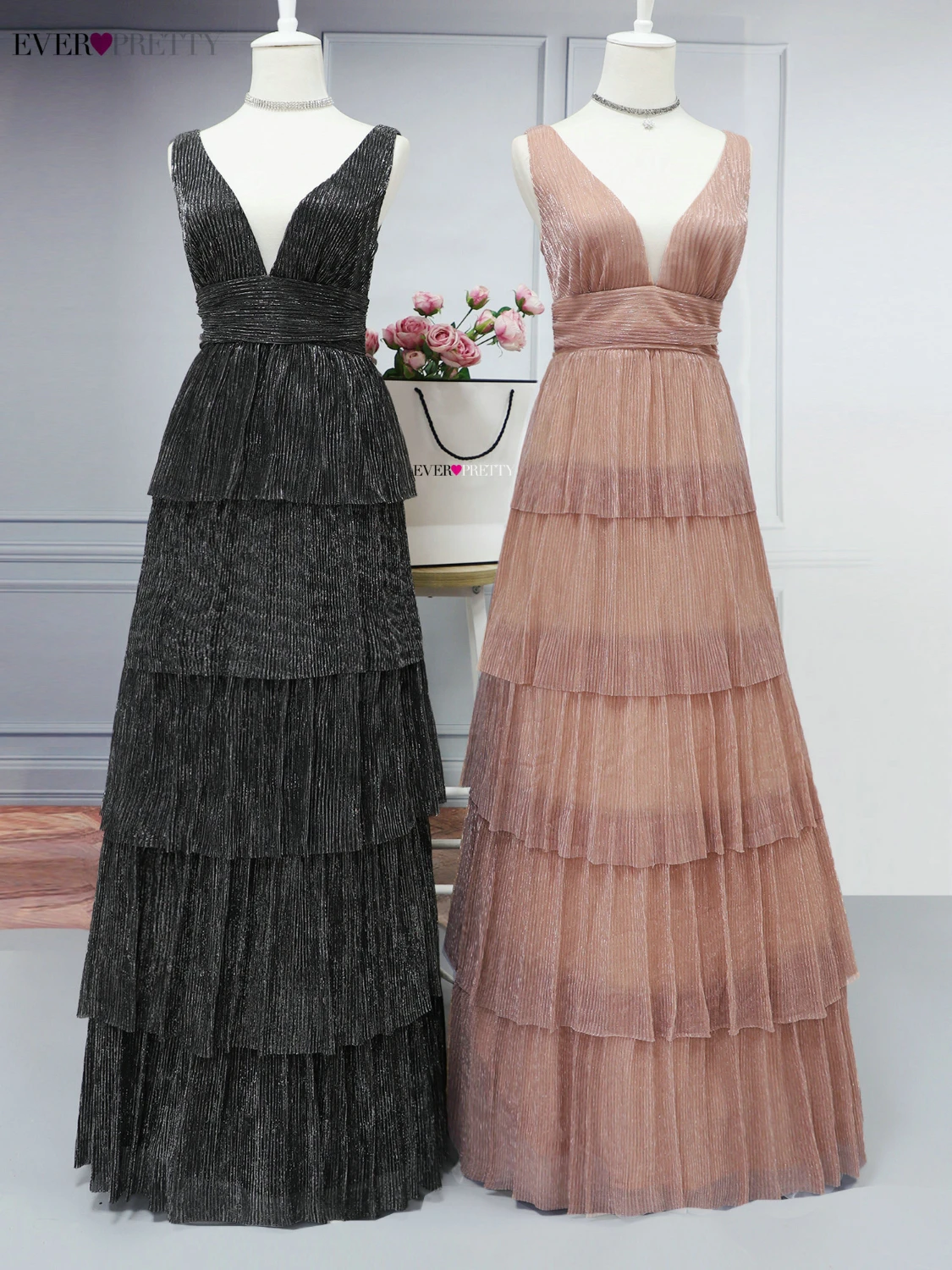 Robe De Soiree Ever красивые сексуальные трапециевидные вечерние платья с v-образным вырезом без рукавов и оборками Длинные Новое поступление свадебные вечерние платья для гостей