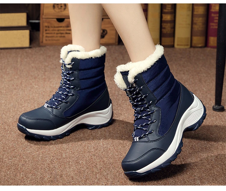 Women Boots Women Snow Boots Winter Warm Fur Platform Ankle Boots Women Shoes Fashion Lace Up Winter Shoes Female