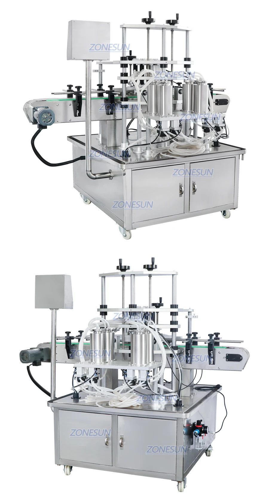 ZONESUN ZS-YTZL4A 4 Heads Vacuum Liquid Filling Machine Enolmatic Gravity Bottle Filler