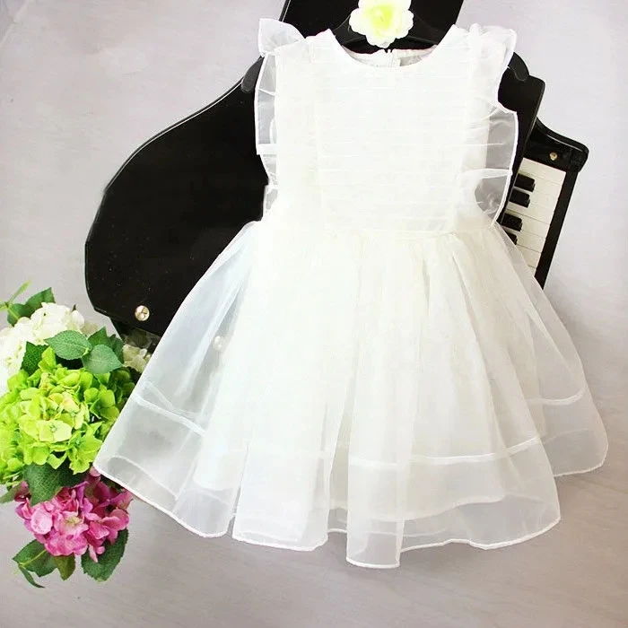 Платье детское для крещения белое свадебное платье с цветами девочек на 1 й день