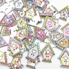 50pcs Mixed 25MM House Wood Buttons 2Holes Sewing Crafts Accessories WB702 2