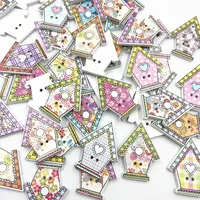 50pcs Mixed 25MM House Wood Buttons 2Holes Sewing Crafts Accessories WB702 2