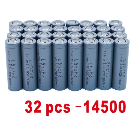 32 PCS 14500 6-60 шт) 14500 900mAh 3,7 V литий-ионная аккумуляторная батарея AA литиевая батарея для светодиодных фонарей, налобный фонарь, мышь - Цвет: 32 PCS 14500