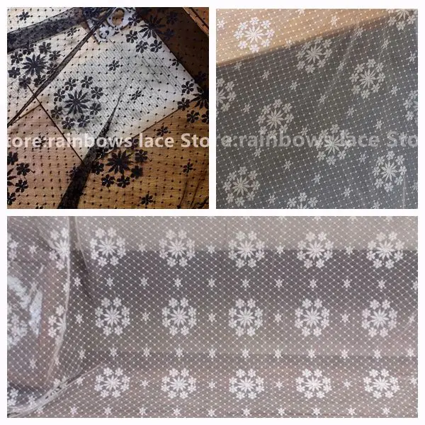 

2M/lot 1.5 m width white black elastic soft lace fabric DIY Wedding background Curtai decoration children garments Dress fabric