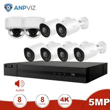 Anpviz 8CH 4K NVR 5MP купол и цилиндрическая PoE Комплект ip-камеры с аудио дома/на открытом воздухе системы безопасности CCTV видеонаблюдение NVR комплект