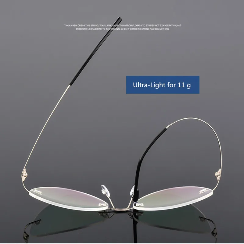 Female Rimless Titanium alloy Glasses Frame, Women Ultralight Cat Eye Eyeglasses Frames, Prescription Presbyopia Myopia Optical