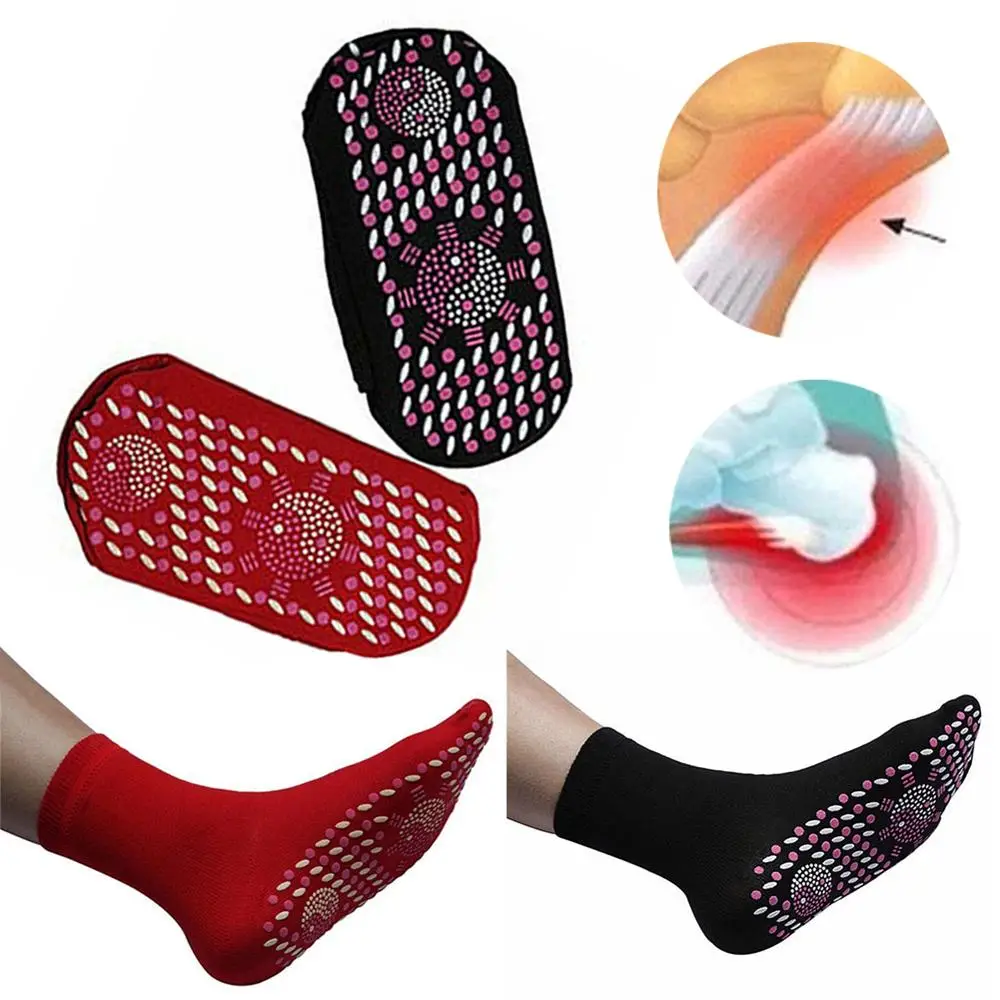 2Pair Self-Heating Health Care Socks Tourmaline Magnetic Therapy Comfortable And Breathable Massager Winter Warm Foot Care Socks