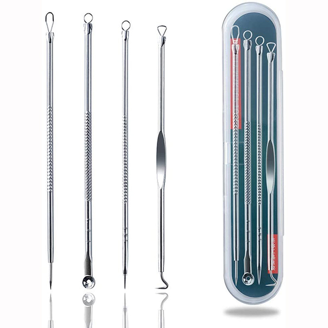 Blackhead Remover Tool Kit Pimple Spot Comedone Acne Extractor Needle Facial  Nose Face Skin CareStainless Steel with Case