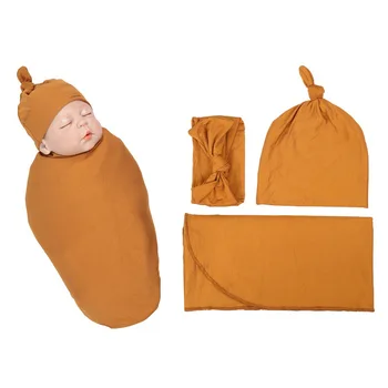 

Newborn Infant Baby Muslin Swaddle Blanket + Cap Toddler Boy Girl Swaddle Wrap Bag Envelope Sleep Sack Bedding Baby Accessories