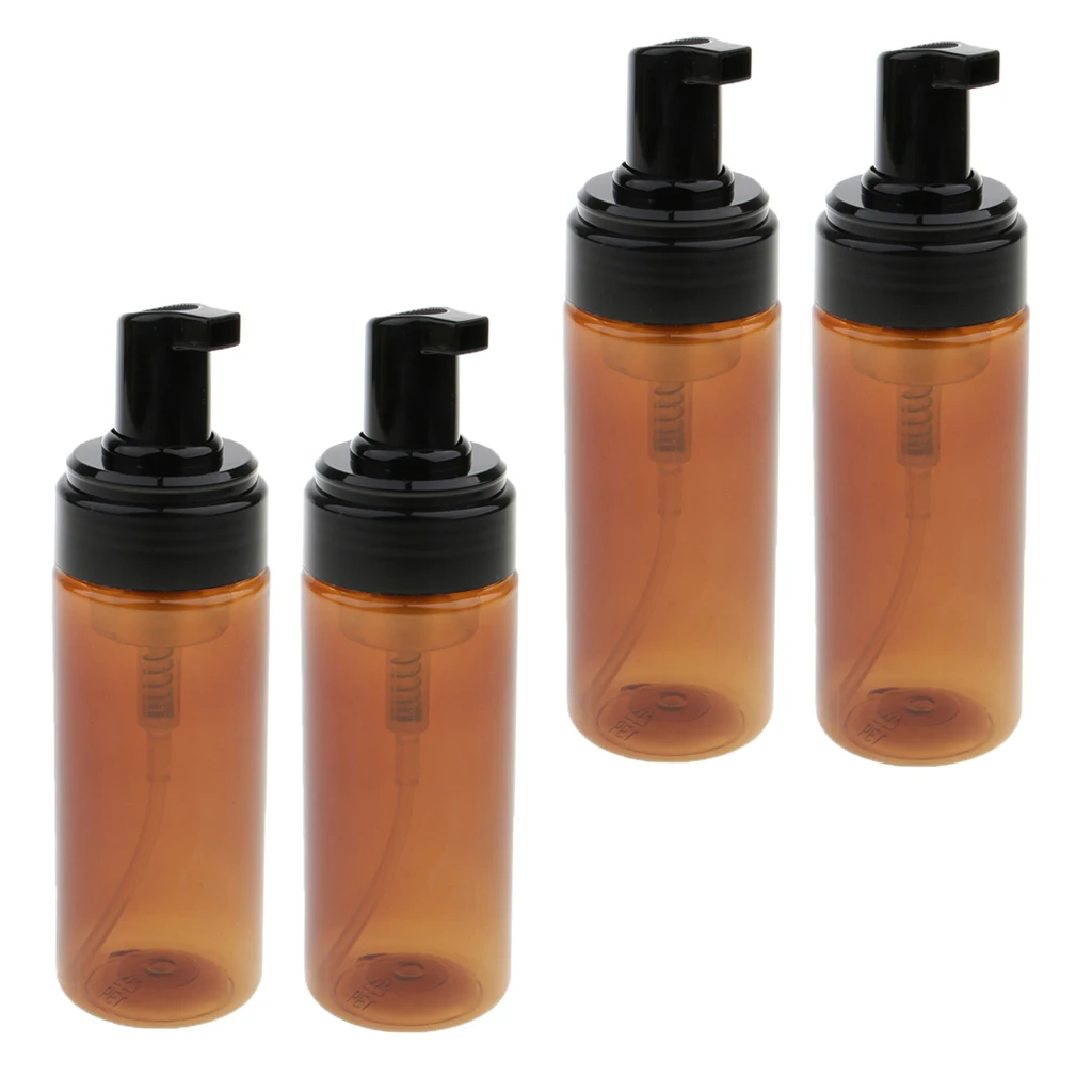 4Pcs Foaming Soap Dispenser, Plastic Refillable Foam Hand Pump Empty Bottles Container for Castile Liquid Soap , 150 ml/Pcs