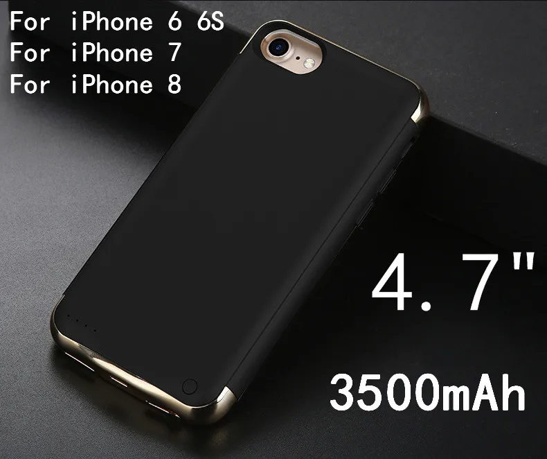 3500/4000mAh зарядное устройство чехол для iPhone 6 6S 7 8 Plus power Bank ультра тонкий внешний резервный аккумулятор покрытие матовая кожа Чехол - Цвет: 4.7inch-Black