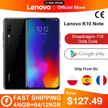 Перейти на Алиэкспресс и купить Глобальная версия Lenovo K10 Примечание (Z6 Lite) 64 Гб 128 Snapdragon 710 Octa Core тройной задней камеры 6,3 дюймов капли воды 4050 мА-ч