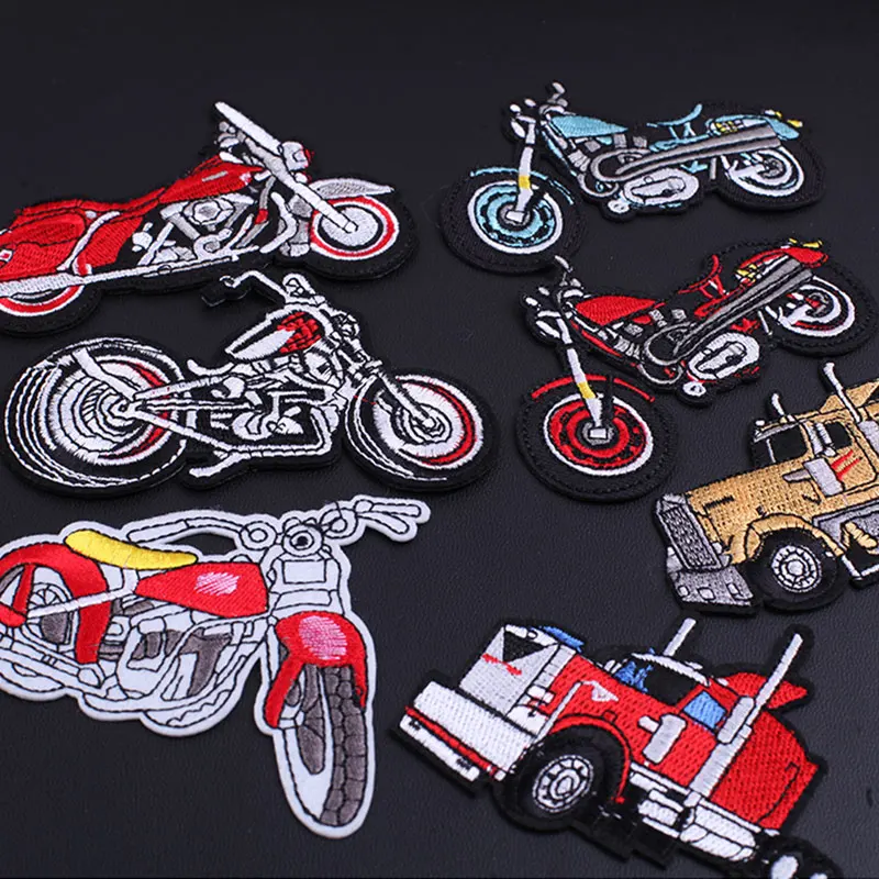 Iron on Motorcycle Patches for Punk Clothes Sew Embroidery Parches Appliques Cartoon Car Patch Clothing Jackets Jeans | Дом и сад