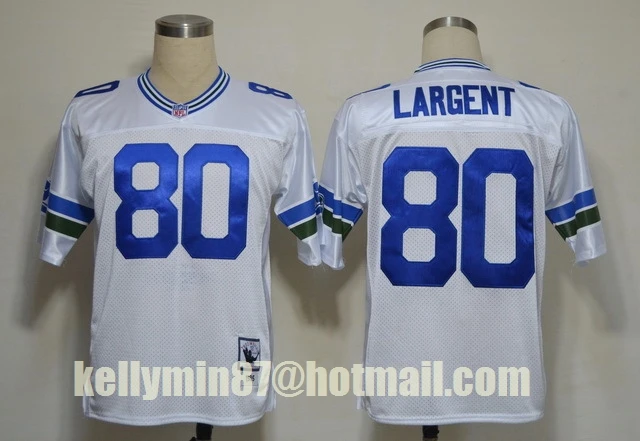 Серебристый Stitiched, флаг болельщика Сиэтла Стива ларгента Шон Александера, Cortez Kennedy Throwback для мужчин Джерси - Цвет: Серебристый