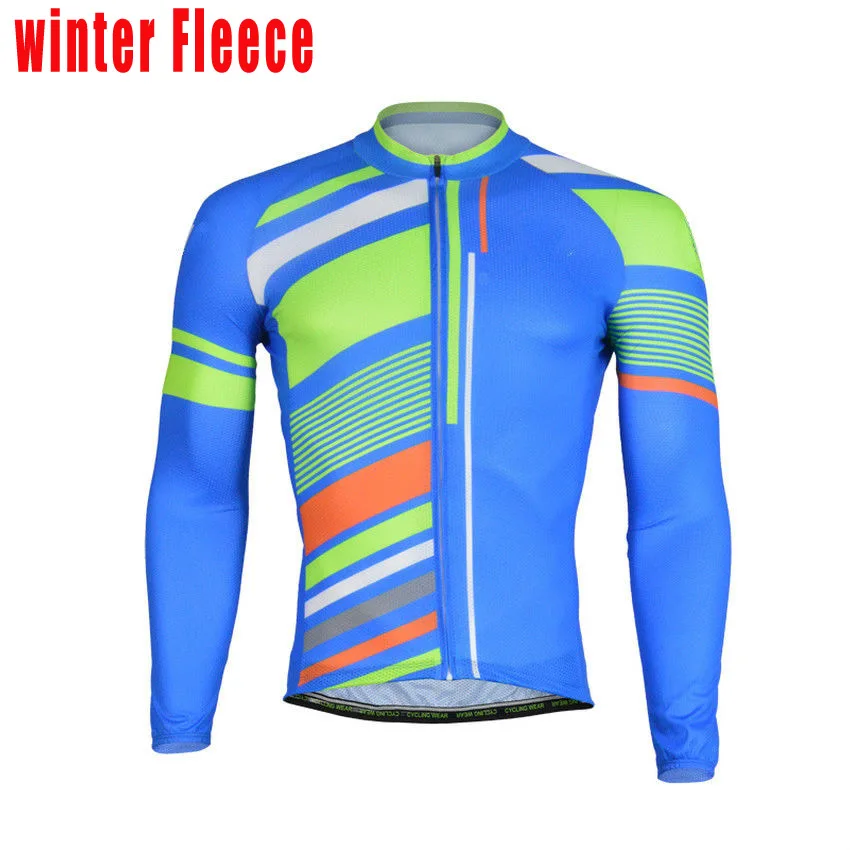 Мужской, с длинными рукавами Велоспорт Джерси ropa ciclismo зимняя флисовая и без флиса зеленая велосипедная одежда горный велосипед Джерси