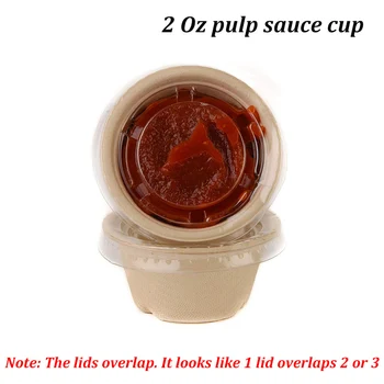 

2 Oz Disposable Sauce cup Compostable Condiment Souffle Bagasse Cups Portion Cup with Lid Sugarcane, Biodegradable container.