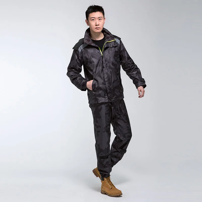 Black camouflage На открытом воздухе водонепроницаемый плащ велосипедный мотоцикл набор для мужчин и взрослых дождевик для женщин Кемпинг дождь пончо Militar с капюшоном Дамы 60YY81 - Цвет: Black camouflage